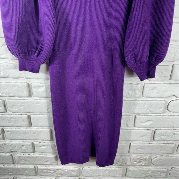 Zara Purple Puff Sleeve Sweater Dress Size Medium - Picture 8 of 11